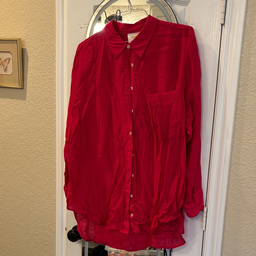 Maeve Red Button-Up Tunic